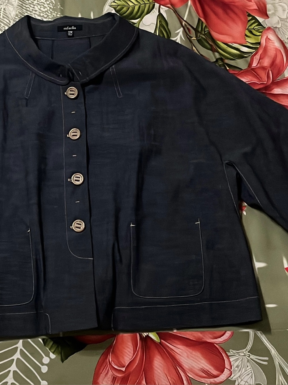 Rafaella 22W Navy Blue Linen Blend Jacket NWT